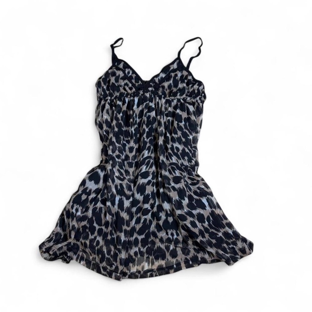 Vintage Black and grey leopard print babydoll dress
